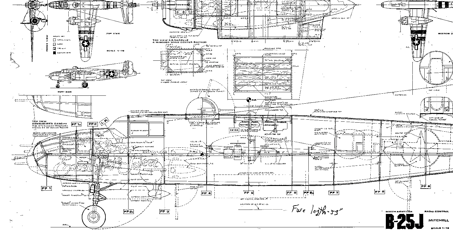 North American B-25J Mitchell (67.5”) Plan Set & Building Manual – Precision Cut Kits