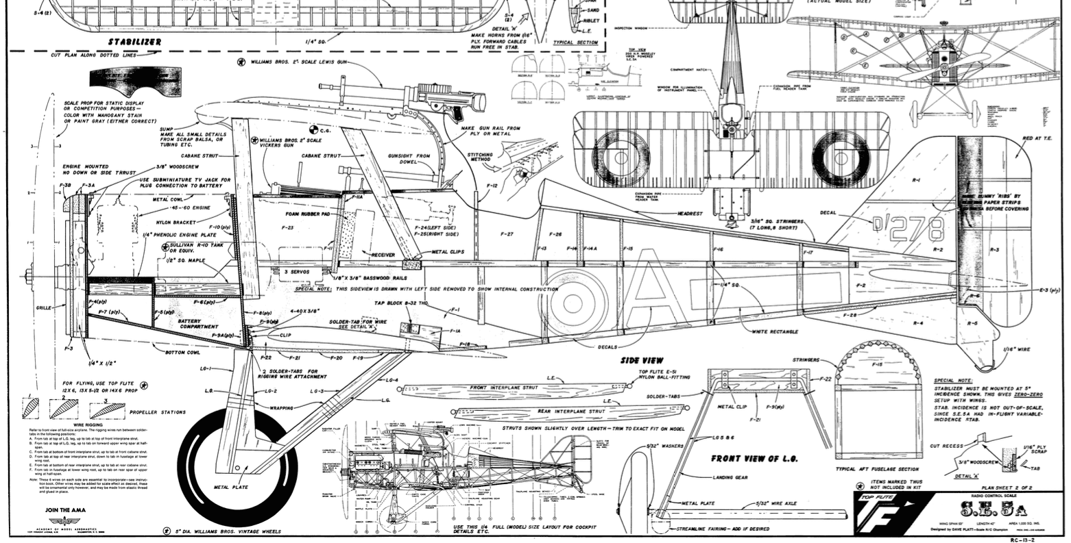 Top Flite SE5a (53”) Plan Set Precision Cut Kits