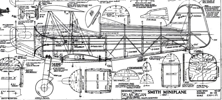 Smith Miniplane 航空機模型キット 1/5 Scale Smith Miniplane Aerobatic Biplane Plans and